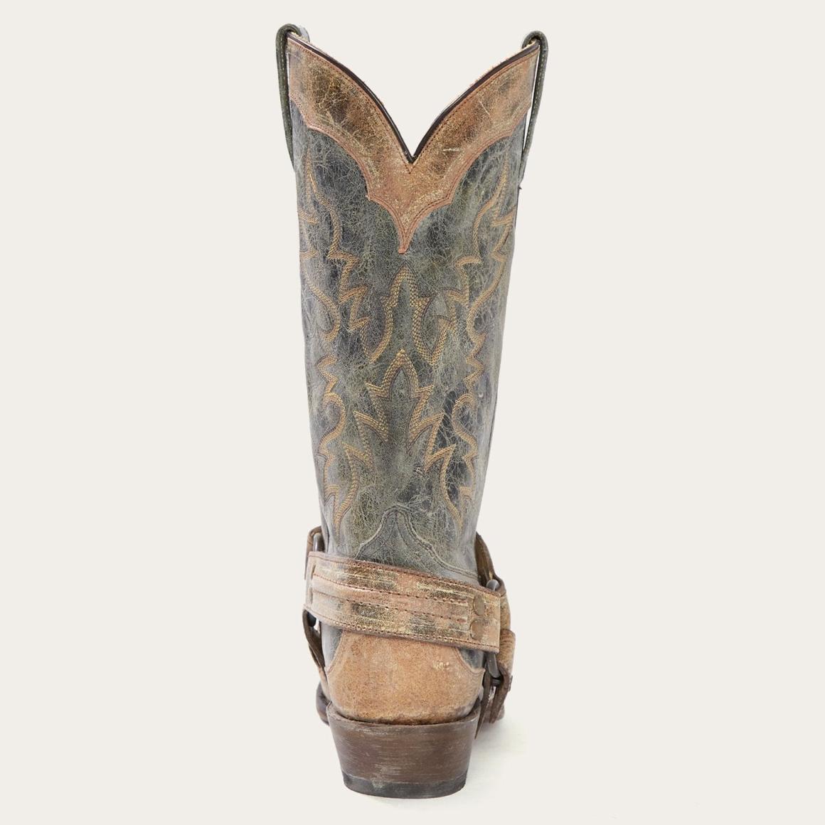 Sundance Kid Washed Crater Black Cowboy Boot Black Men Stetson Western