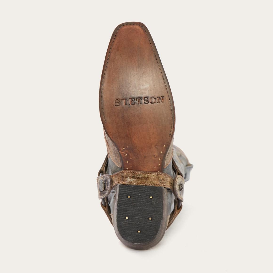 Sundance Kid Washed Crater Black Cowboy Boot Black Men Stetson Western