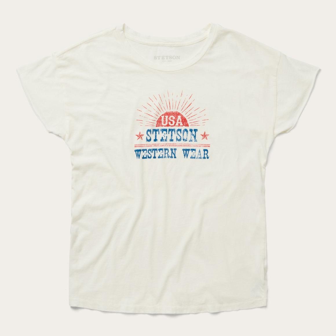 Sunrise Graphic Tee White Women Stetson Tees
