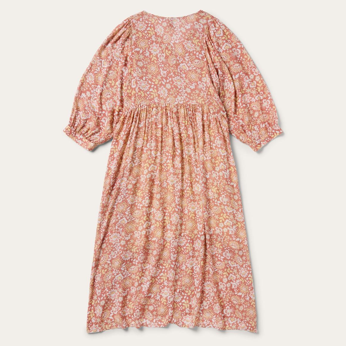 Sunset Floral Print Rayon Dress Pink Women Stetson Midi