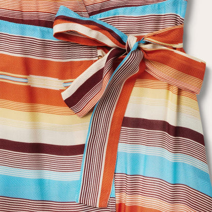 Sunset Serape Print Rayon Herringbone Wrap Front Dress Multi Women Stetson Midi