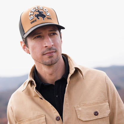Tan Cowboy Trucker Cap Tan Men/Women Stetson Caps & Truckers