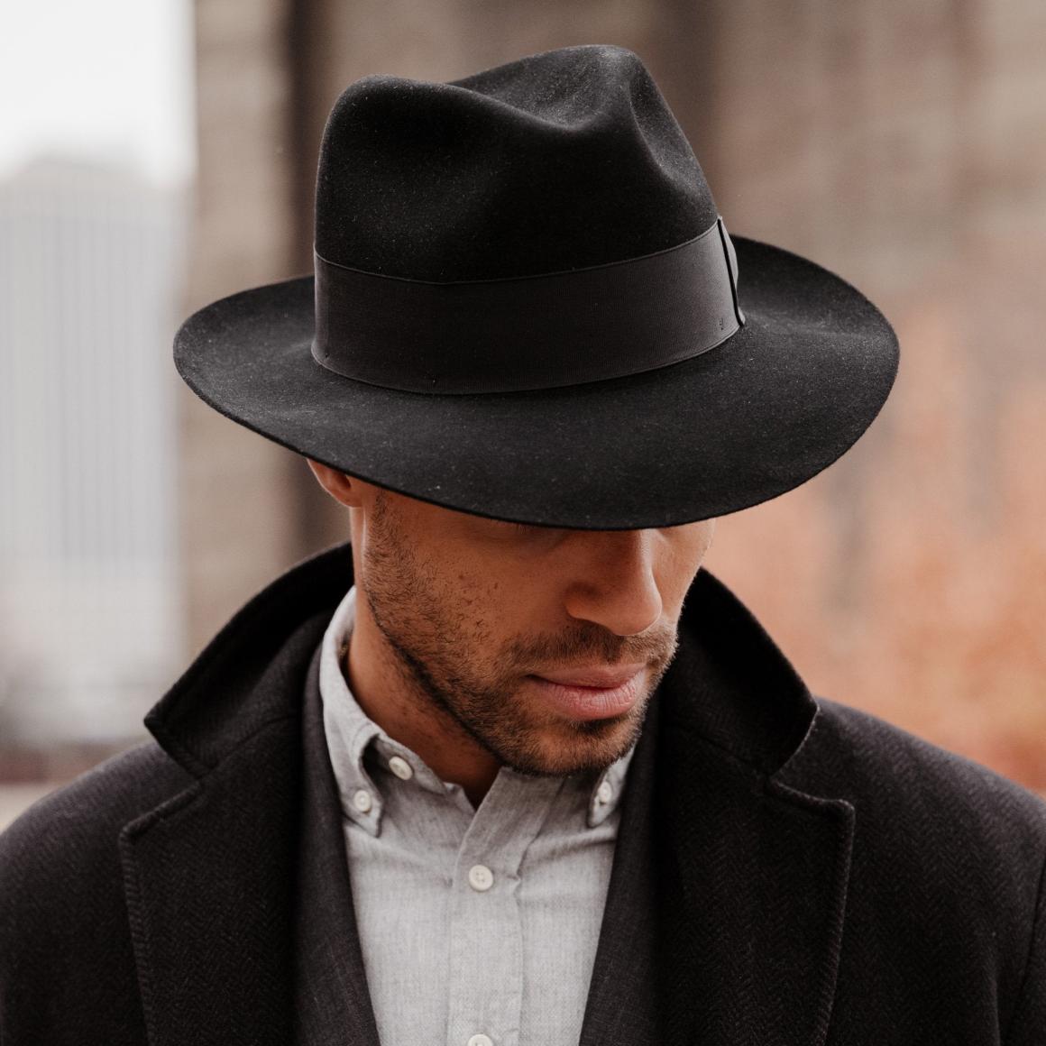 Temple Fedora Black Men/Women Stetson Fedora
