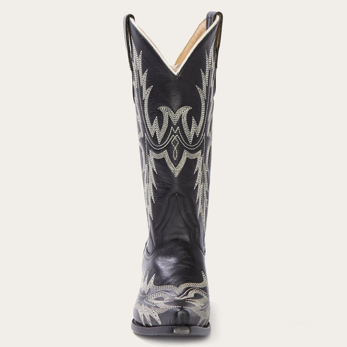 Tina Black & White Flame Embroidered Cowboy Boot Black Women Stetson Western