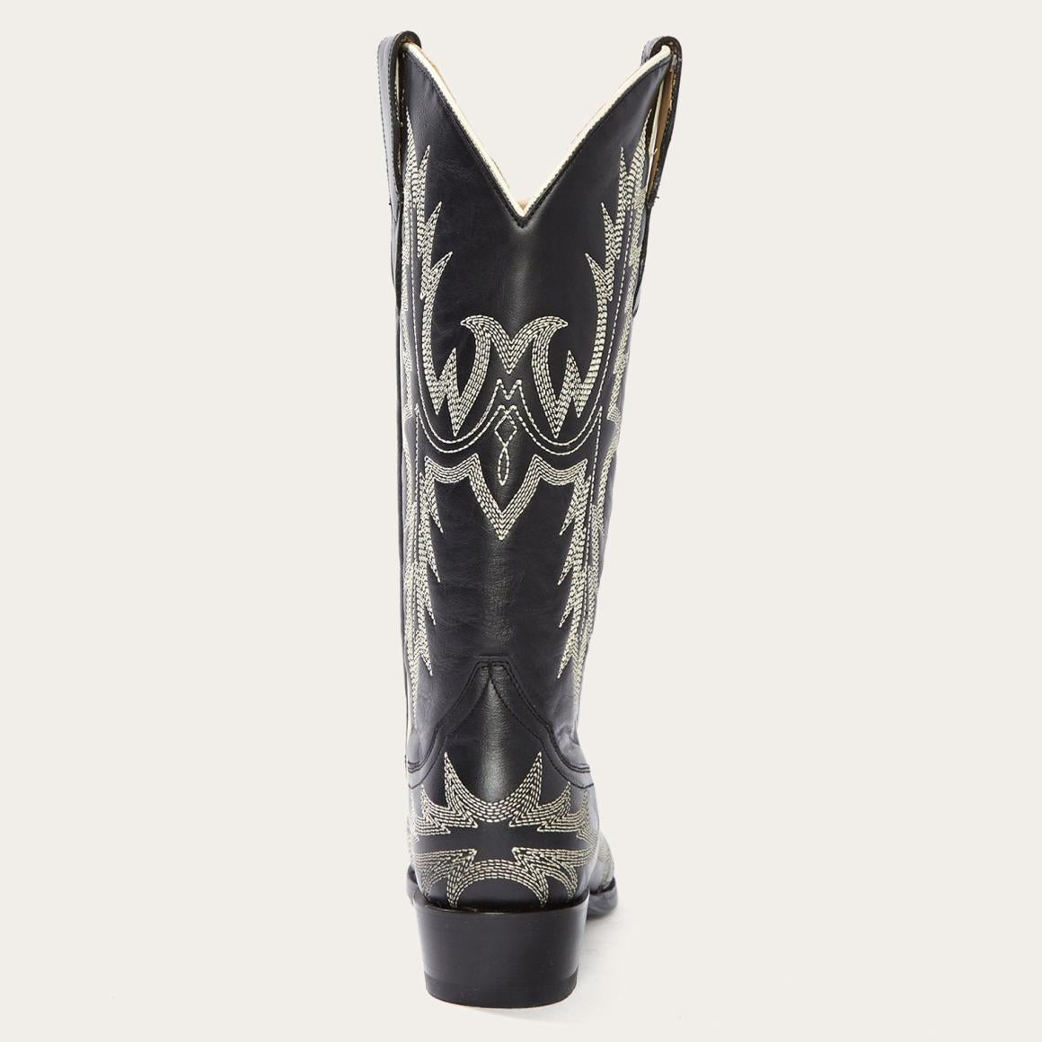 Tina Black & White Flame Embroidered Cowboy Boot Black Women Stetson Western