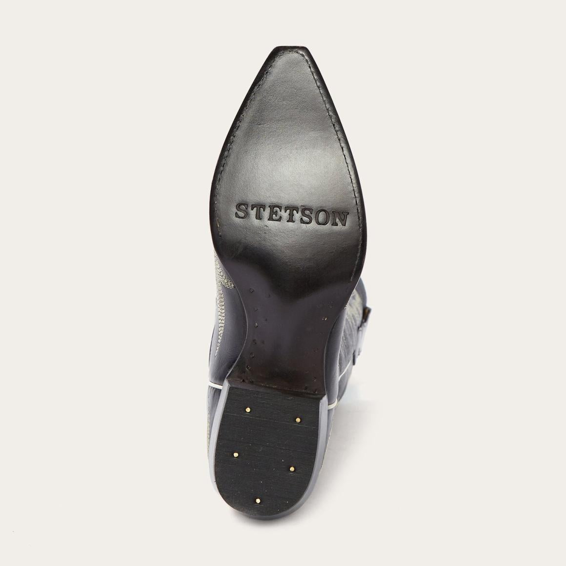 Tina Black & White Flame Embroidered Cowboy Boot Black Women Stetson Western