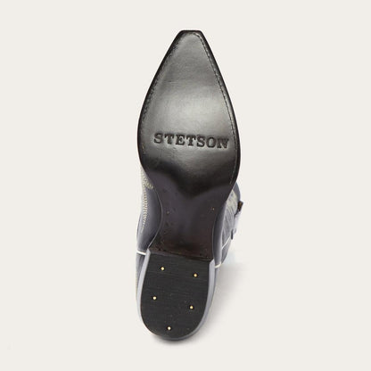 Tina Black & White Flame Embroidered Cowboy Boot Black Women Stetson Western