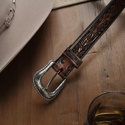 Tooled Belt Dark Brown Men Stetson Belts