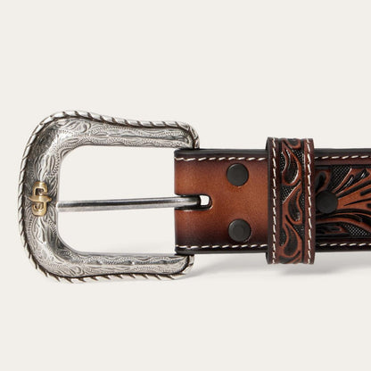 Tooled Belt Dark Brown Men Stetson Belts