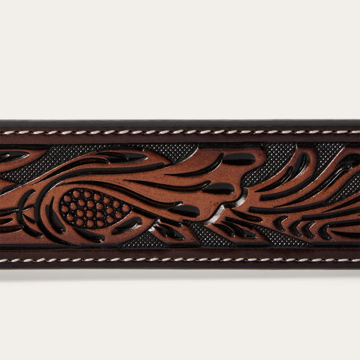 Tooled Belt Dark Brown Men Stetson Belts