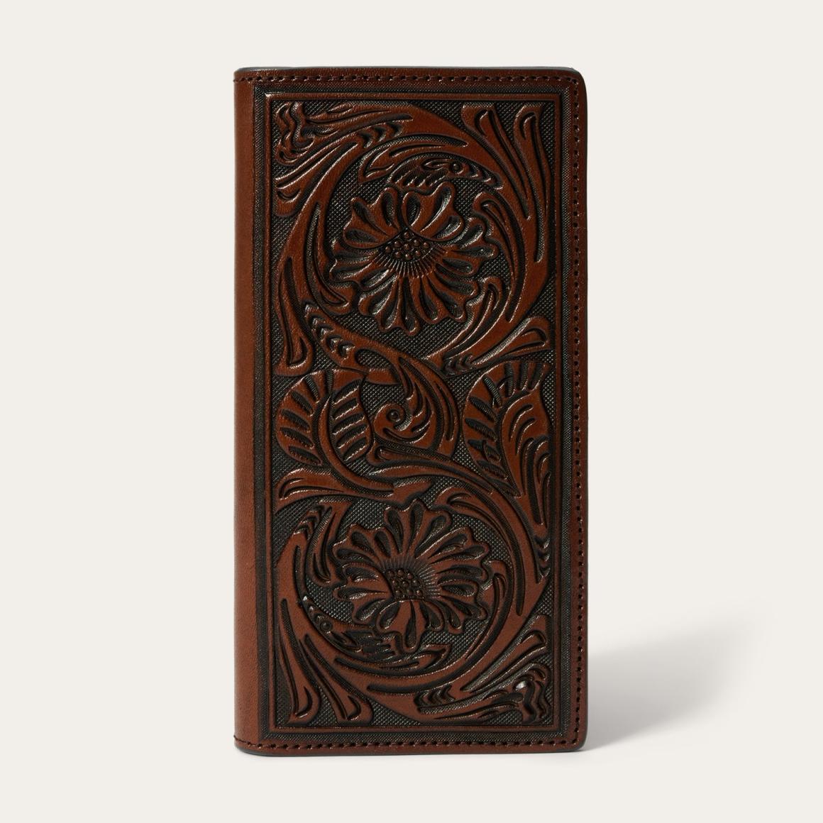 Tooled Checkbook Brown Men Stetson Wallets