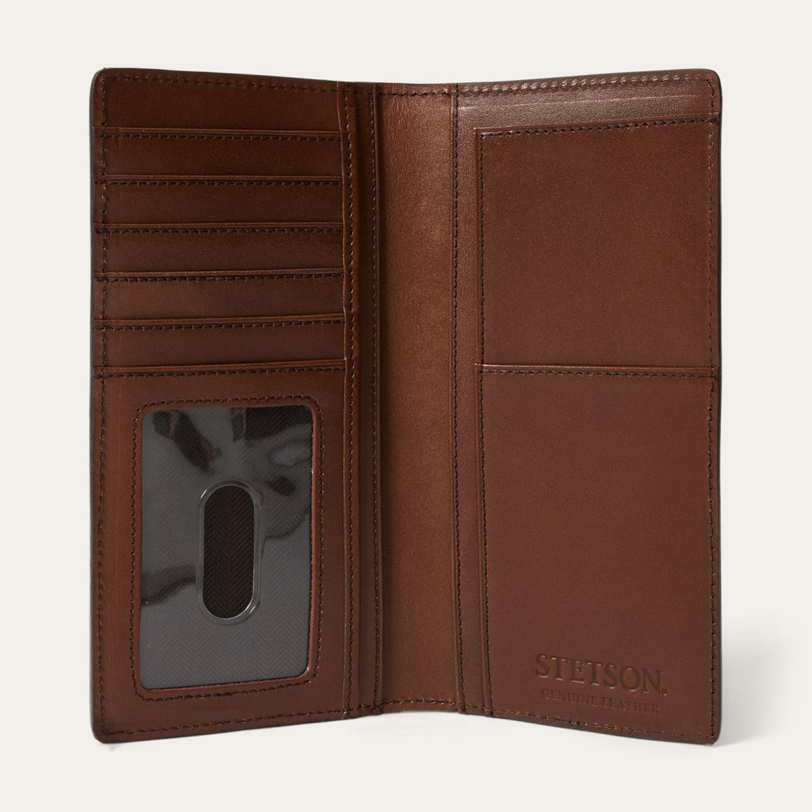 Tooled Checkbook Brown Men Stetson Wallets