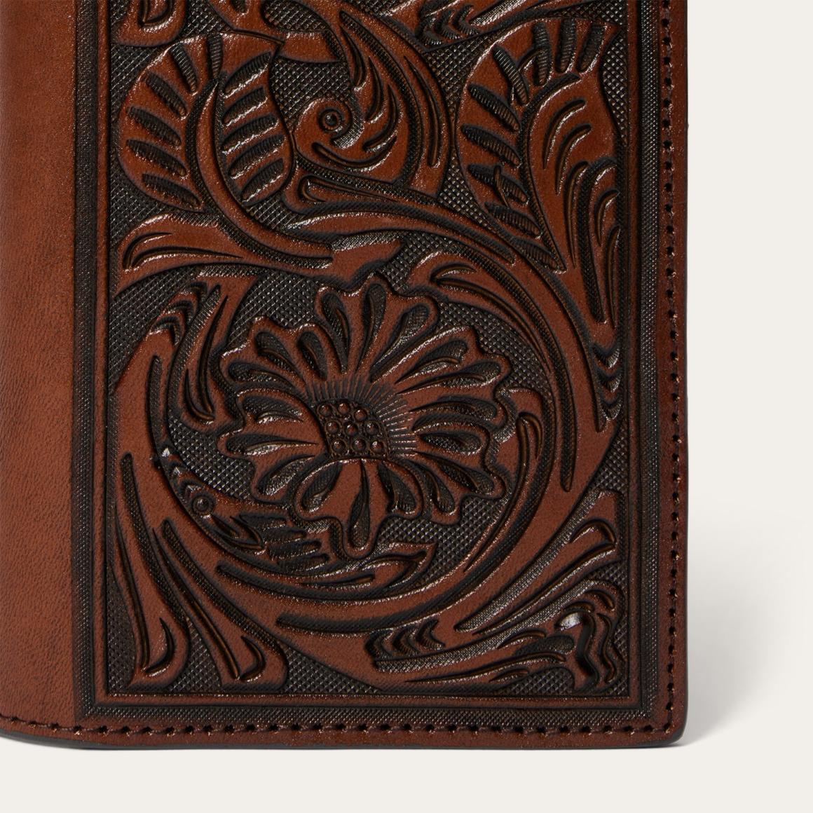 Tooled Checkbook Brown Men Stetson Wallets