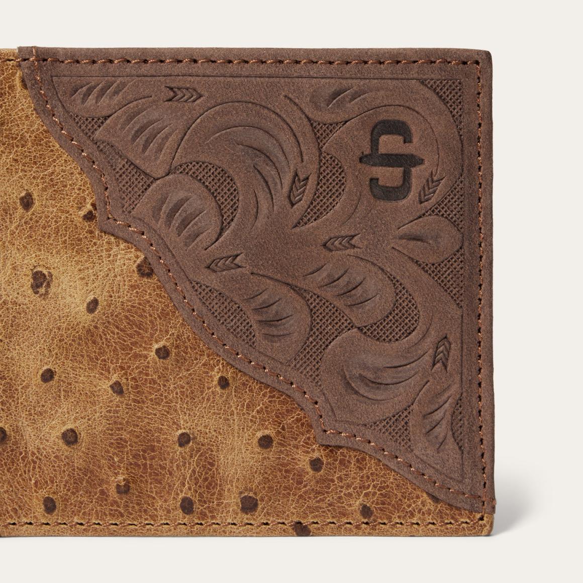 Tooled Embossed Croco Bi-Fold Wallet Brown / California Nut Men Stetson Wallets