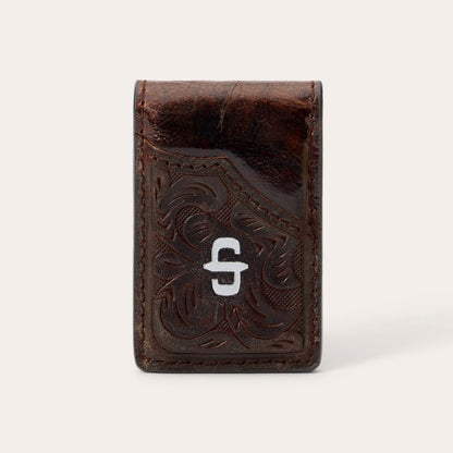 Tooled Embossed Croco Money Clip Brown Men Stetson Wallets