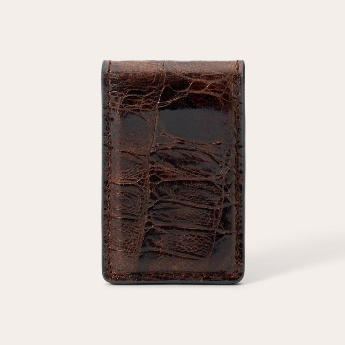 Tooled Embossed Croco Money Clip Brown Men Stetson Wallets