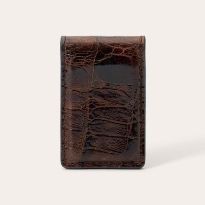Tooled Embossed Croco Money Clip Brown Men Stetson Wallets