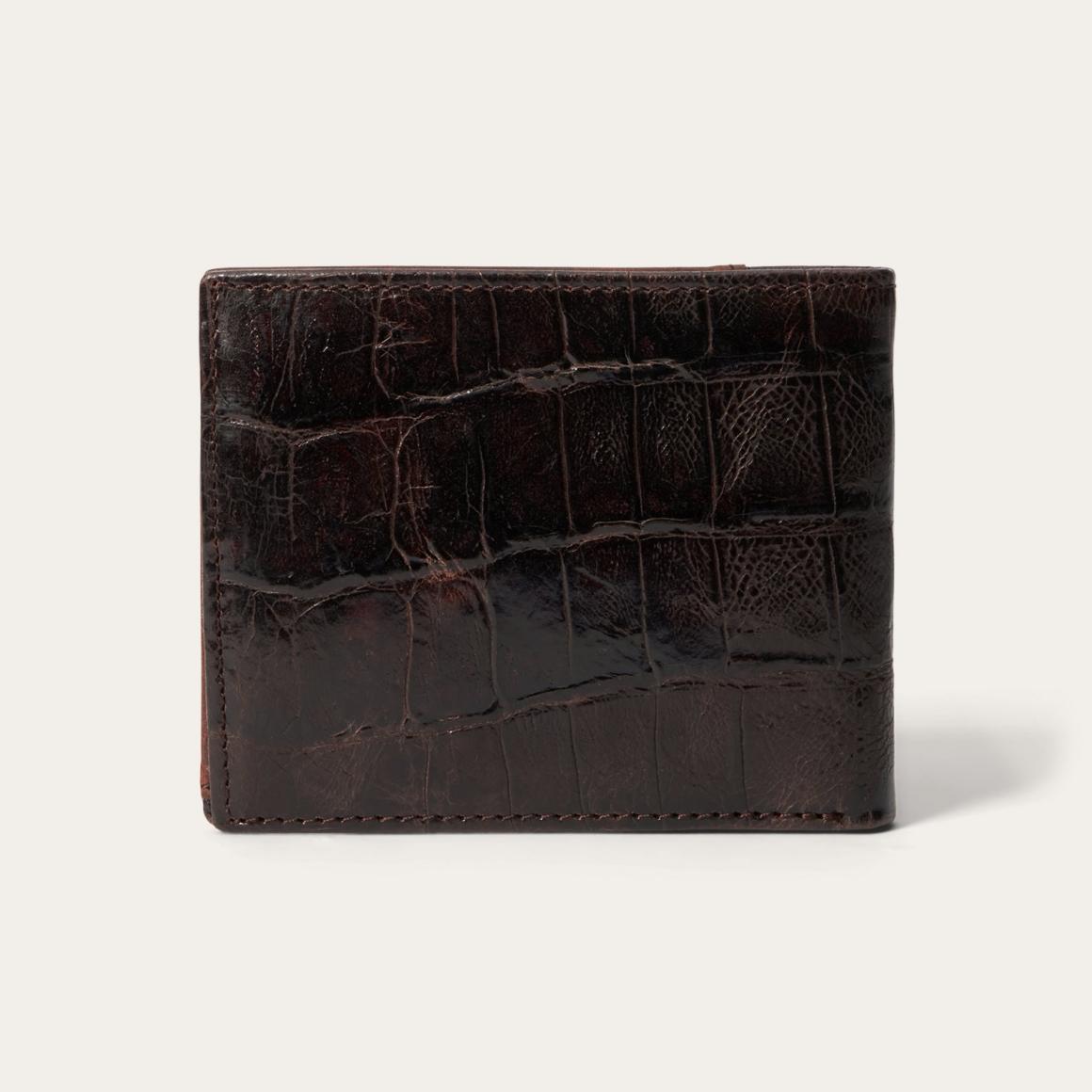 Tooled Embossed Ostrich Bi-Fold Wallet Brown Men Stetson Wallets