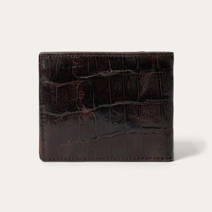 Tooled Embossed Ostrich Bi-Fold Wallet Brown Men Stetson Wallets