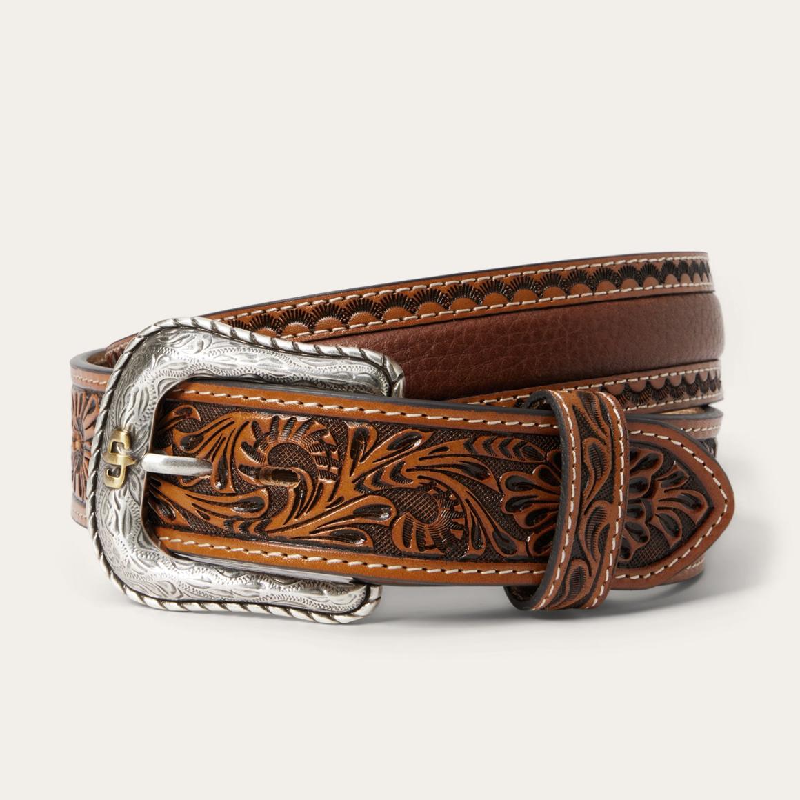 Tooled Tab Belt Cognac Men Stetson Belts