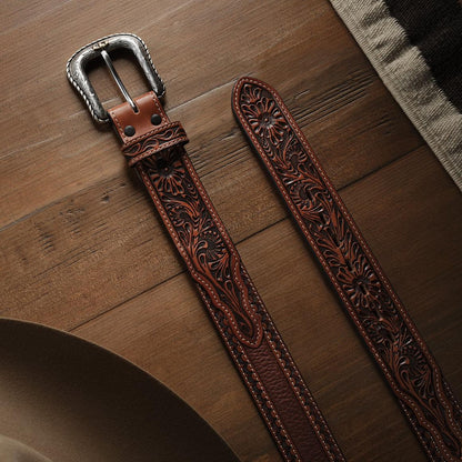 Tooled Tab Belt Cognac Men Stetson Belts