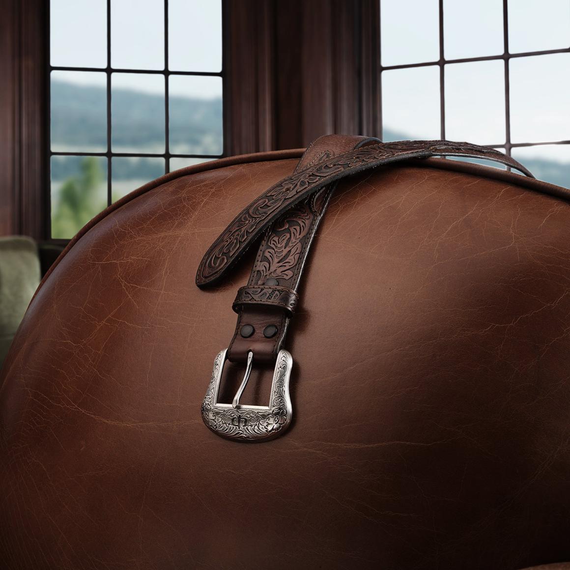 Tooled Tab Belt Cognac Men Stetson Belts
