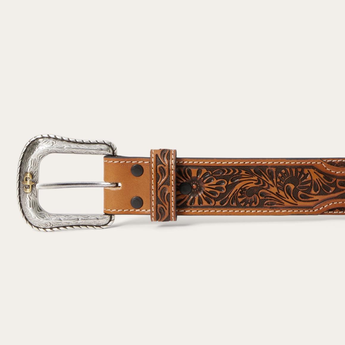 Tooled Tab Belt Cognac Men Stetson Belts