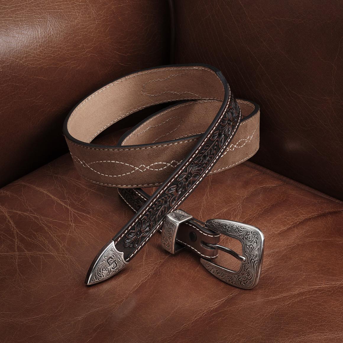 Tooled Tapered Belt Brown/sand Men Stetson Belts