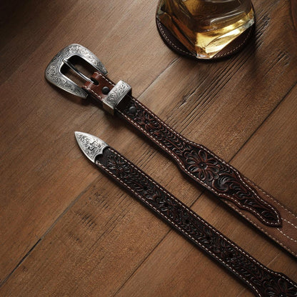 Tooled Tapered Belt Brown/sand Men Stetson Belts
