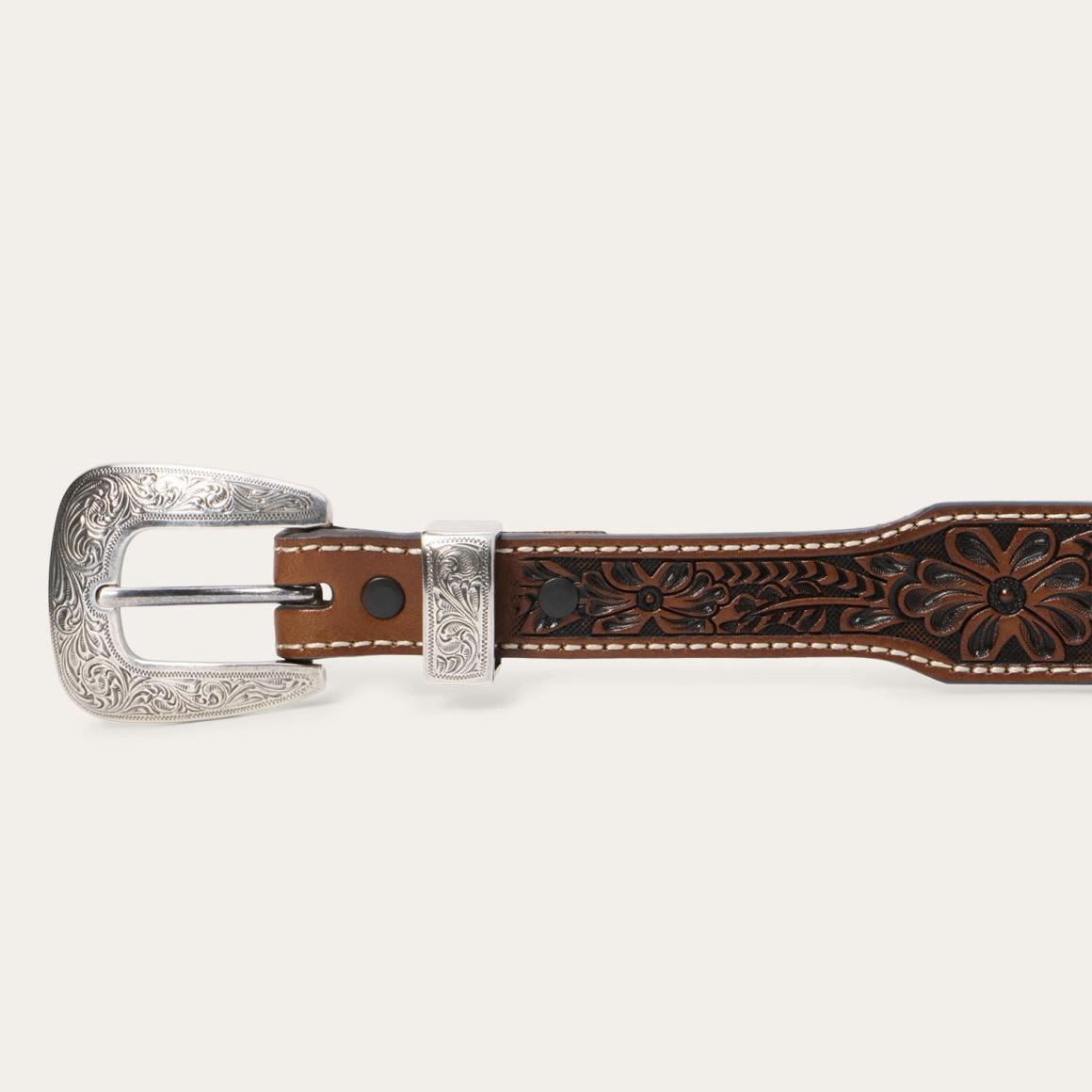 Tooled Tapered Belt Brown/sand Men Stetson Belts