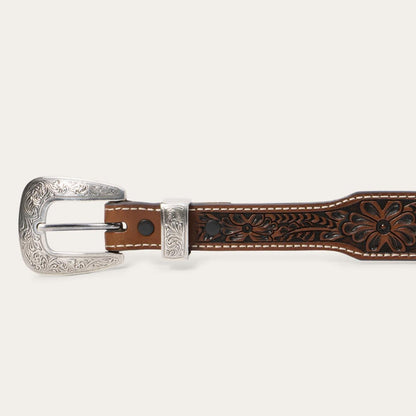 Tooled Tapered Belt Brown/sand Men Stetson Belts