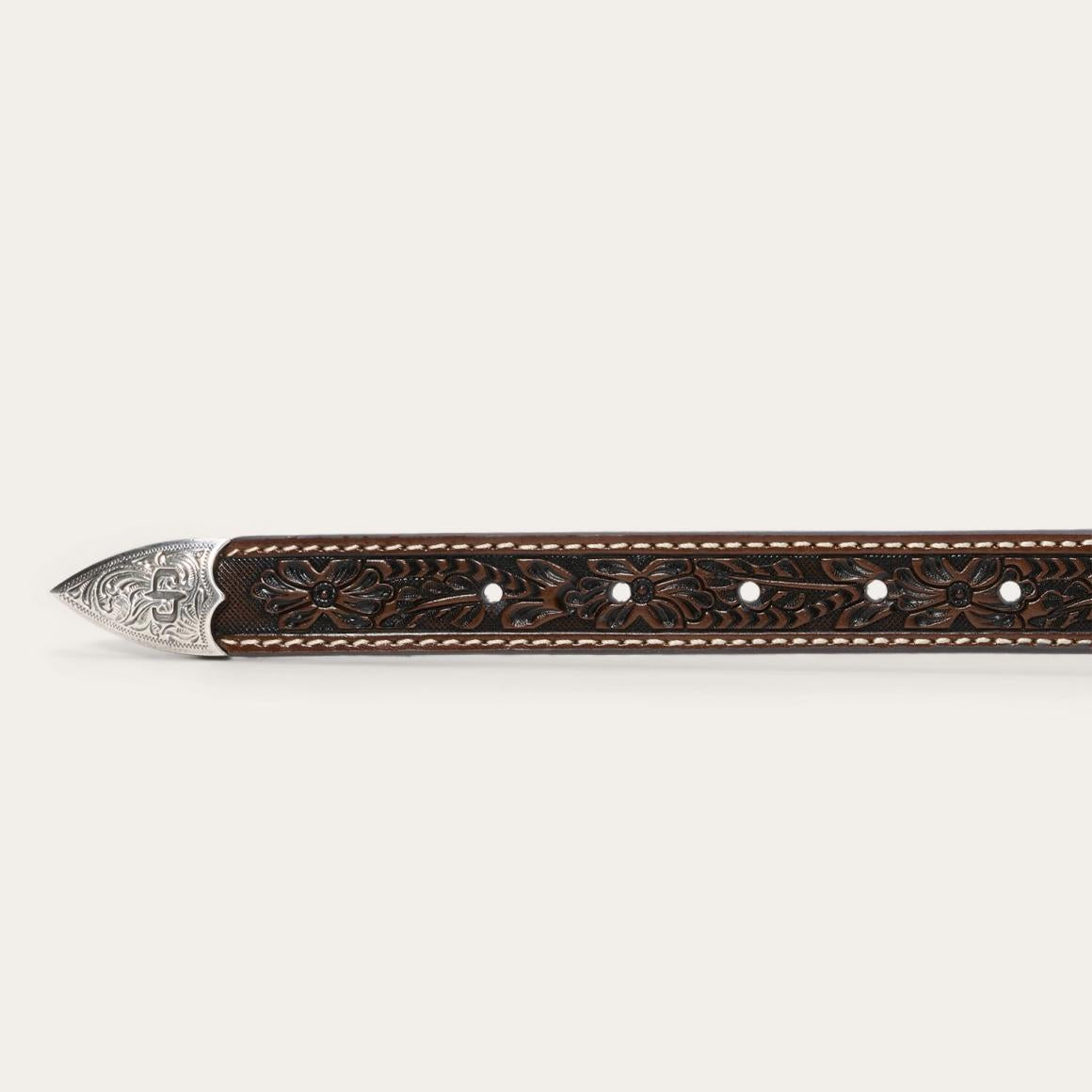 Tooled Tapered Belt Brown/sand Men Stetson Belts