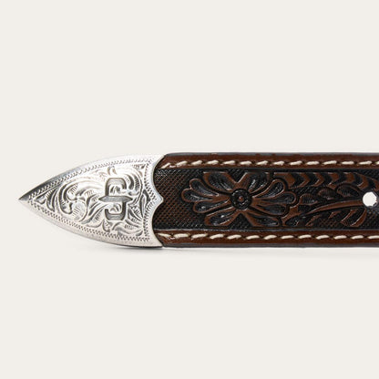 Tooled Tapered Belt Brown/sand Men Stetson Belts
