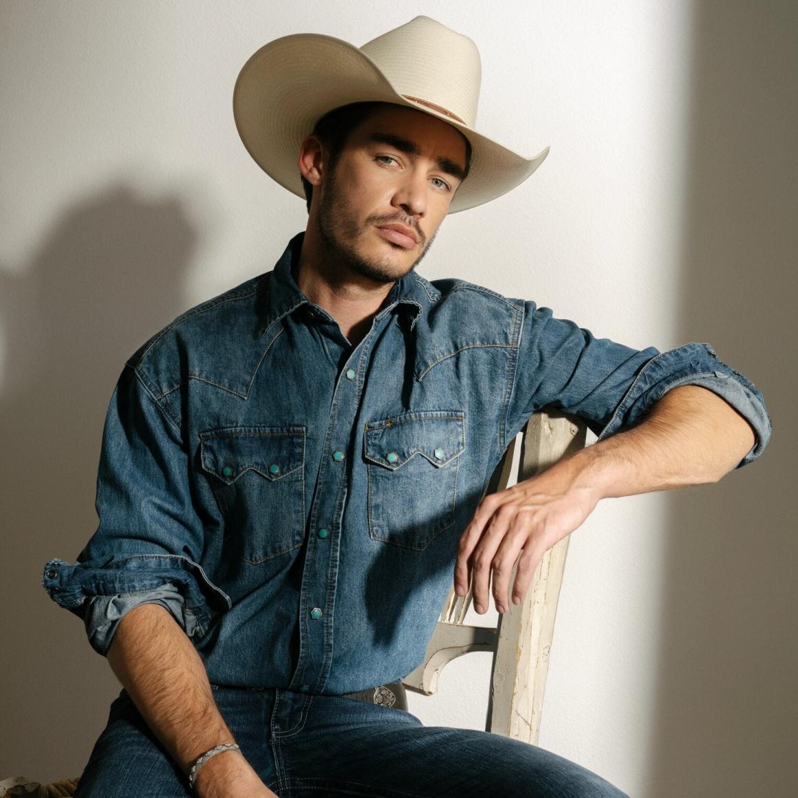 Turquoise Snap Western Denim Shirt Blue Men Stetson Classic Cut
