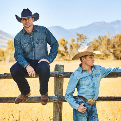 Turquoise Snap Western Denim Shirt Blue Men Stetson Classic Cut