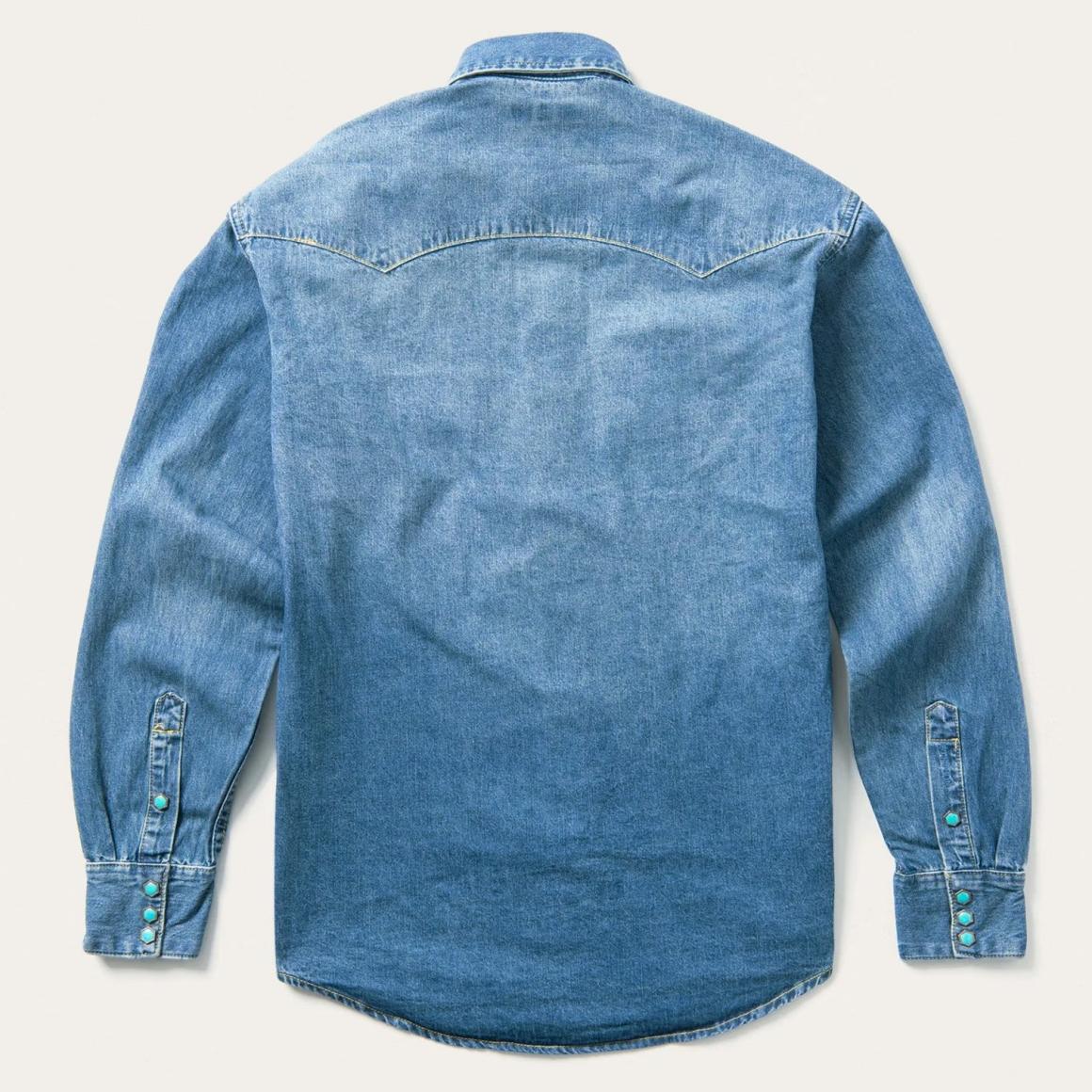 Turquoise Snap Western Denim Shirt Blue Men Stetson Western Shirts