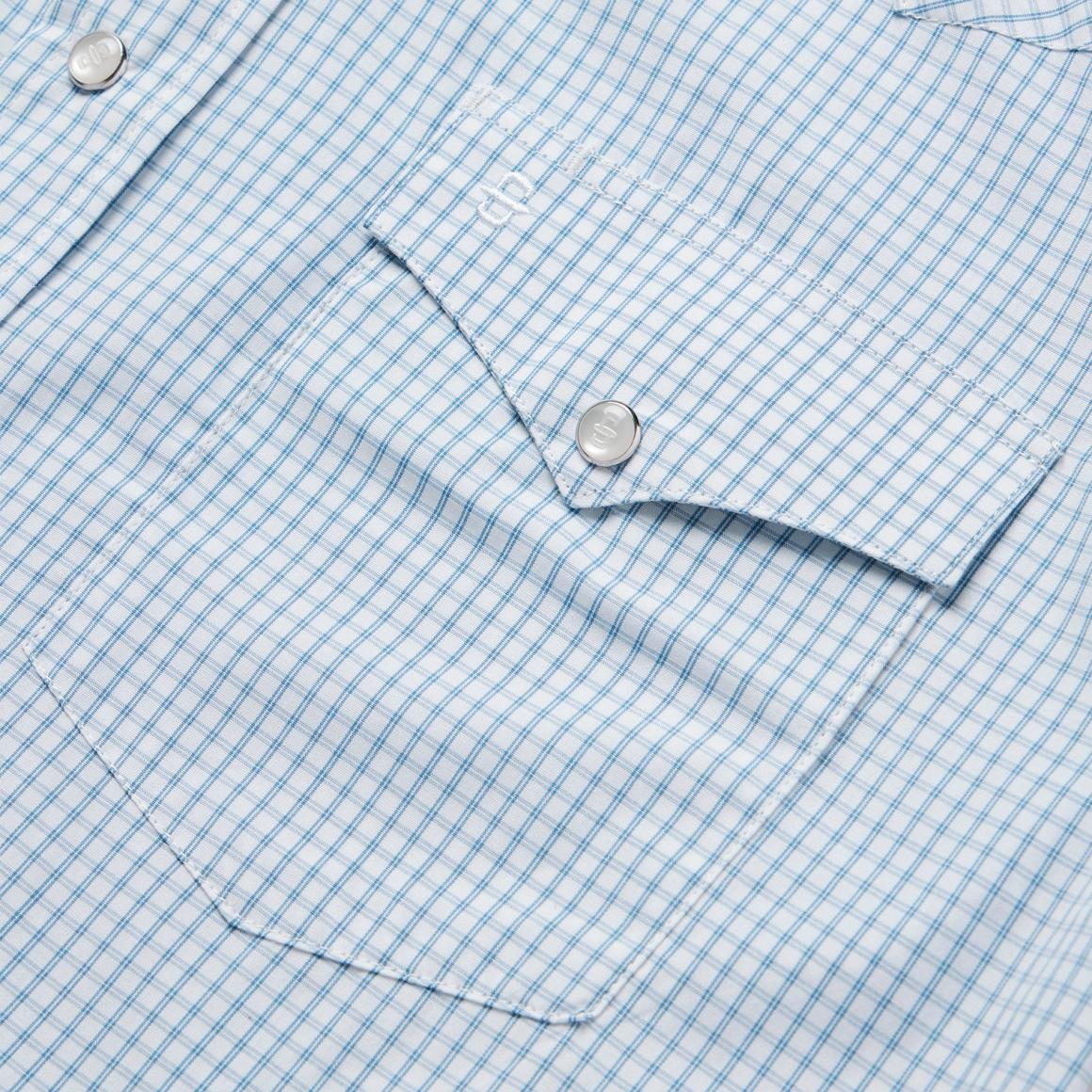 Two Stripe Check Western Shirt Blue Men Stetson Classic Cut