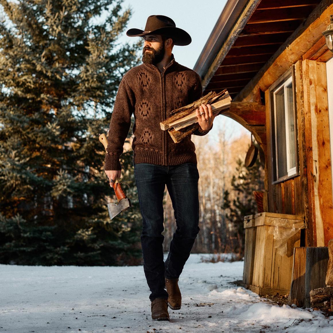 Vertical Aztec Cardigan Brown Men Stetson Sweaters & Hoodies