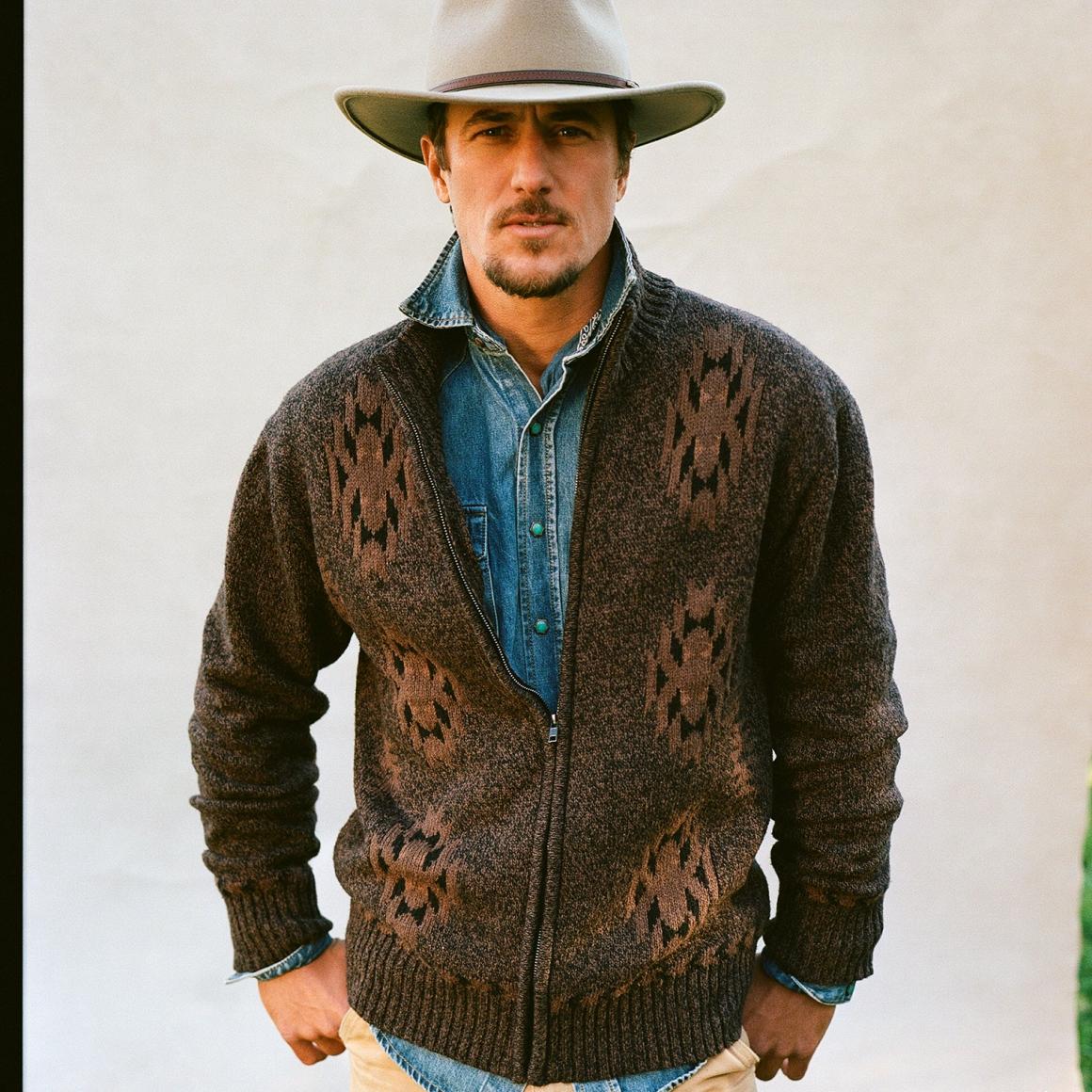 Vertical Aztec Cardigan Brown Men Stetson Sweaters & Hoodies