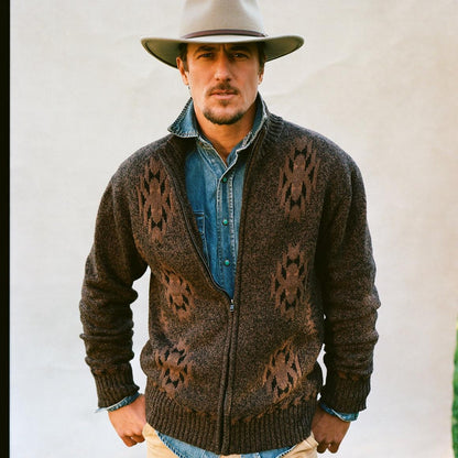 Vertical Aztec Cardigan Brown Men Stetson Sweaters & Hoodies