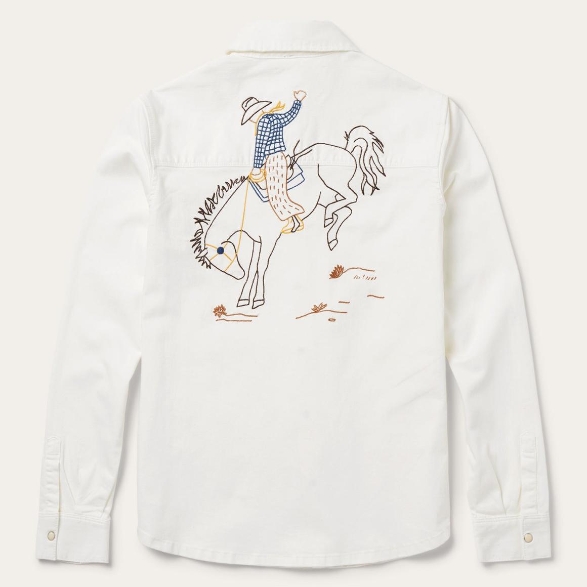 Western Embroidered Denim Shirt White Women Stetson Western Shirts