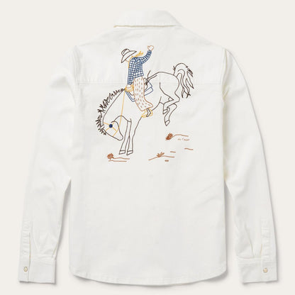 Western Embroidered Denim Shirt White Women Stetson Western Shirts