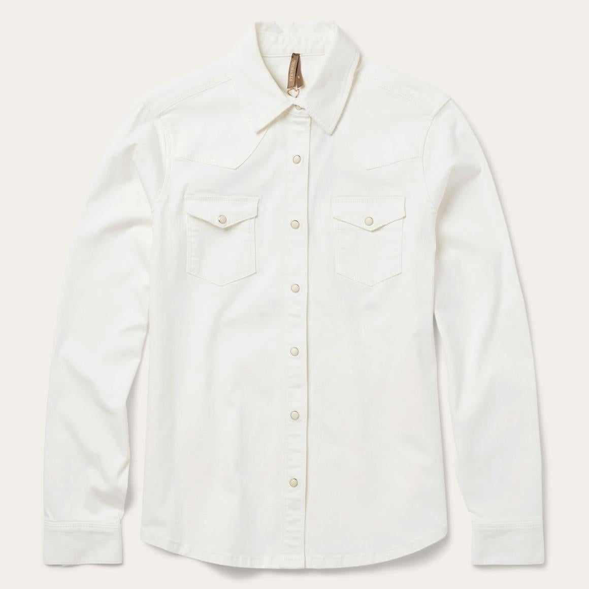 Western Embroidered Denim Shirt White Women Stetson Western Shirts