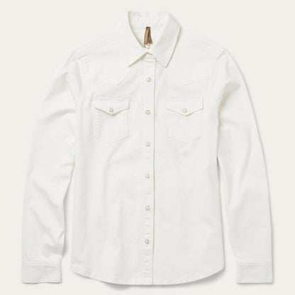 Western Embroidered Denim Shirt White Women Stetson Western Shirts