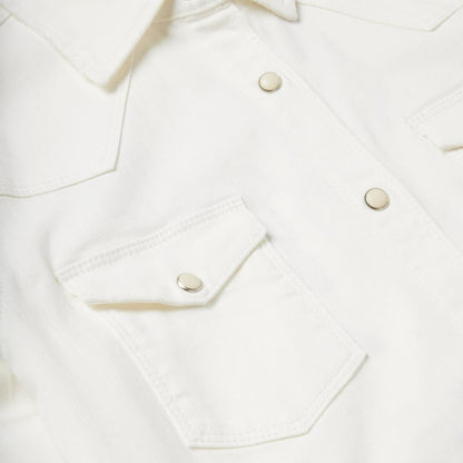 Western Embroidered Denim Shirt White Women Stetson Western Shirts