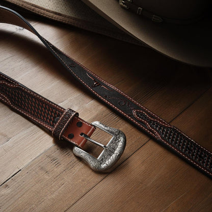 Western Icons Tooled Belt Cognac Men Stetson Belts