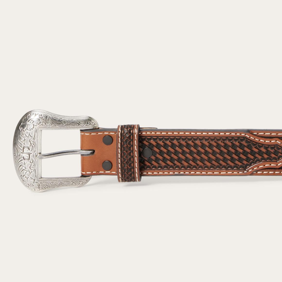 Western Icons Tooled Belt Cognac Men Stetson Belts