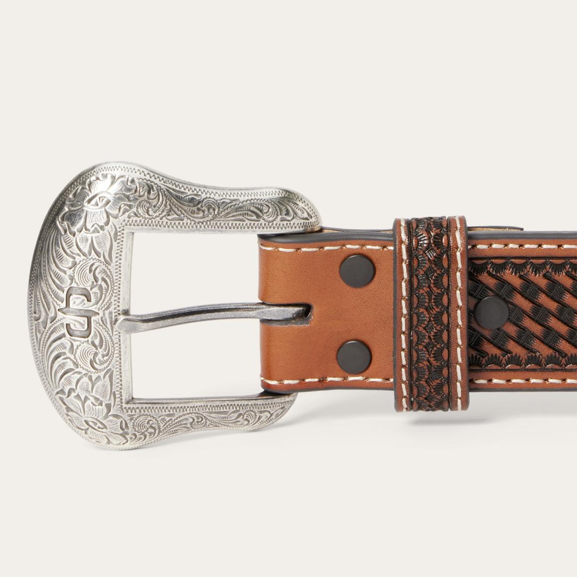 Western Icons Tooled Belt Cognac Men Stetson Belts