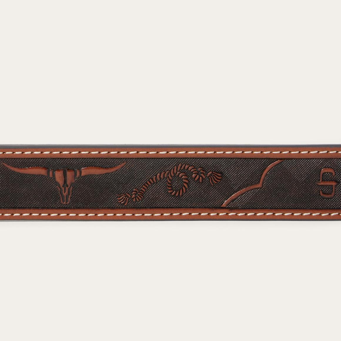 Western Icons Tooled Belt Cognac Men Stetson Belts