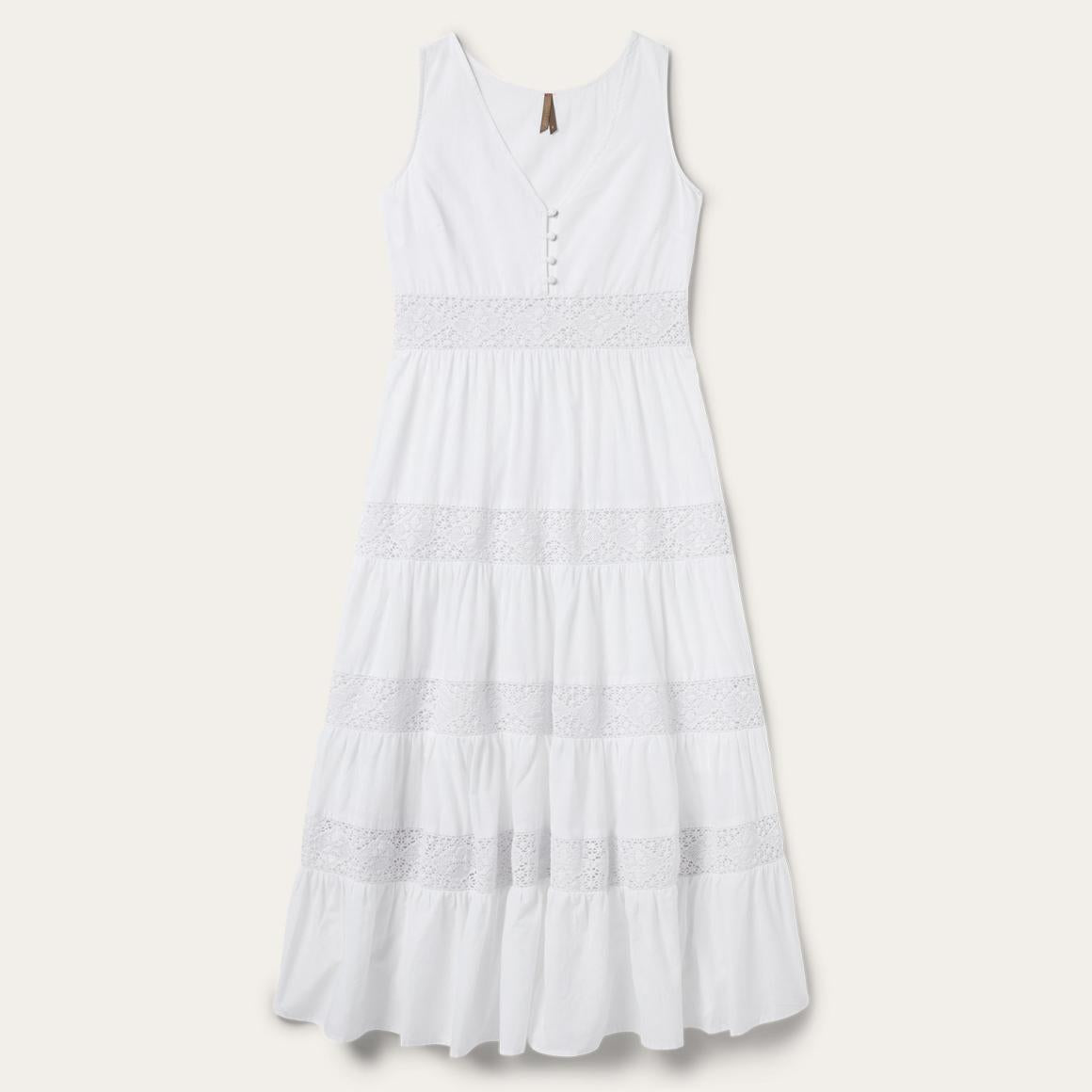 White Cotton Lawn Sleeveless Dress White Women Stetson Midi